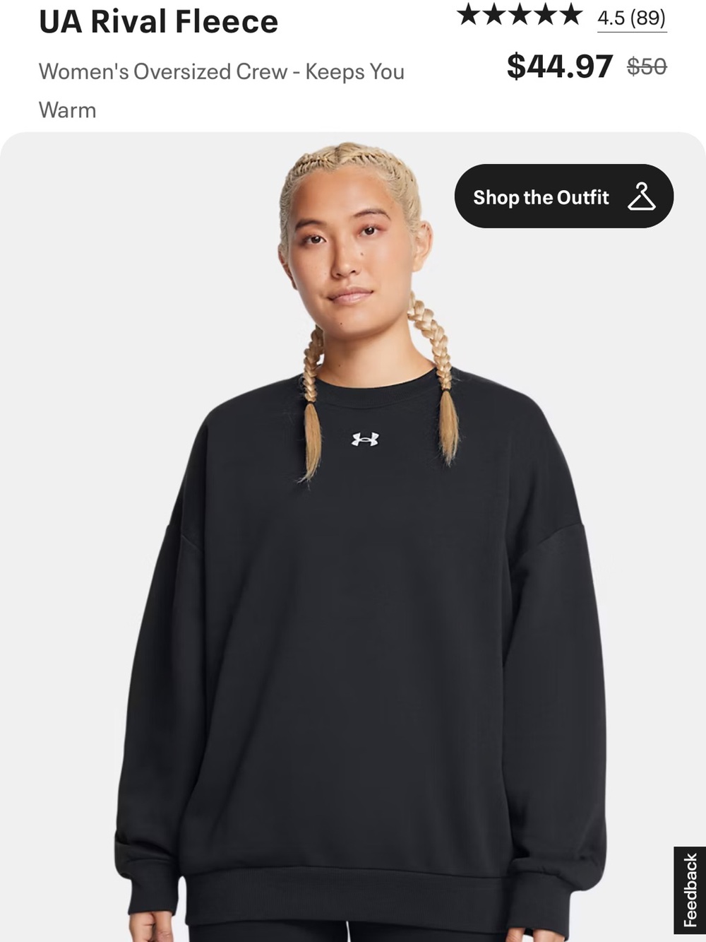 Under Armour women’s Black Crewneck Pullover with Small Chest Logo